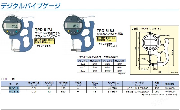 日本得乐“TECLOCK”TPD电子式厚度计