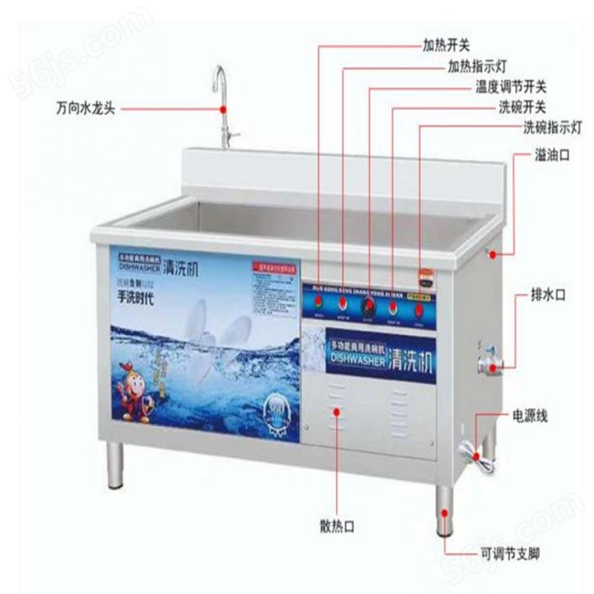 超声波水槽式洗碗机 小型超音波清洗机 食堂用超声波洗碗机货号H11081